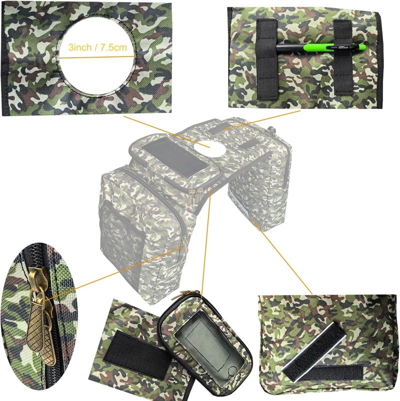 Vanlison ATV Tank Bag Saddle Bag Waterproof Motorcycle Bag Compatible with Snowmobile Sportsman Scrambler FourTrax Grizzly UTV Hanging Storage Bag Camo Green - Image 4